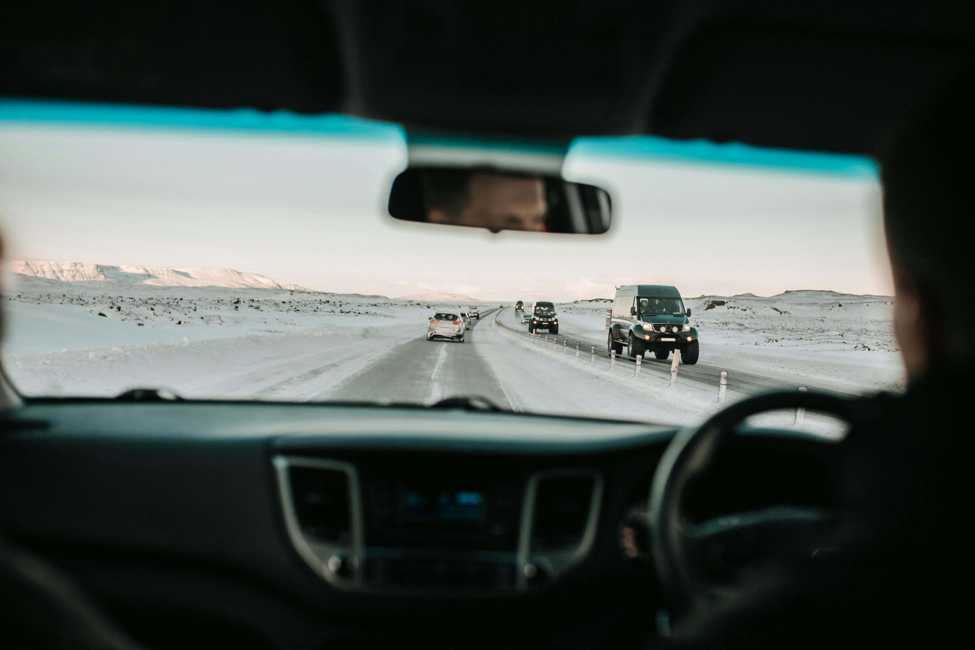 View of road from windscreen