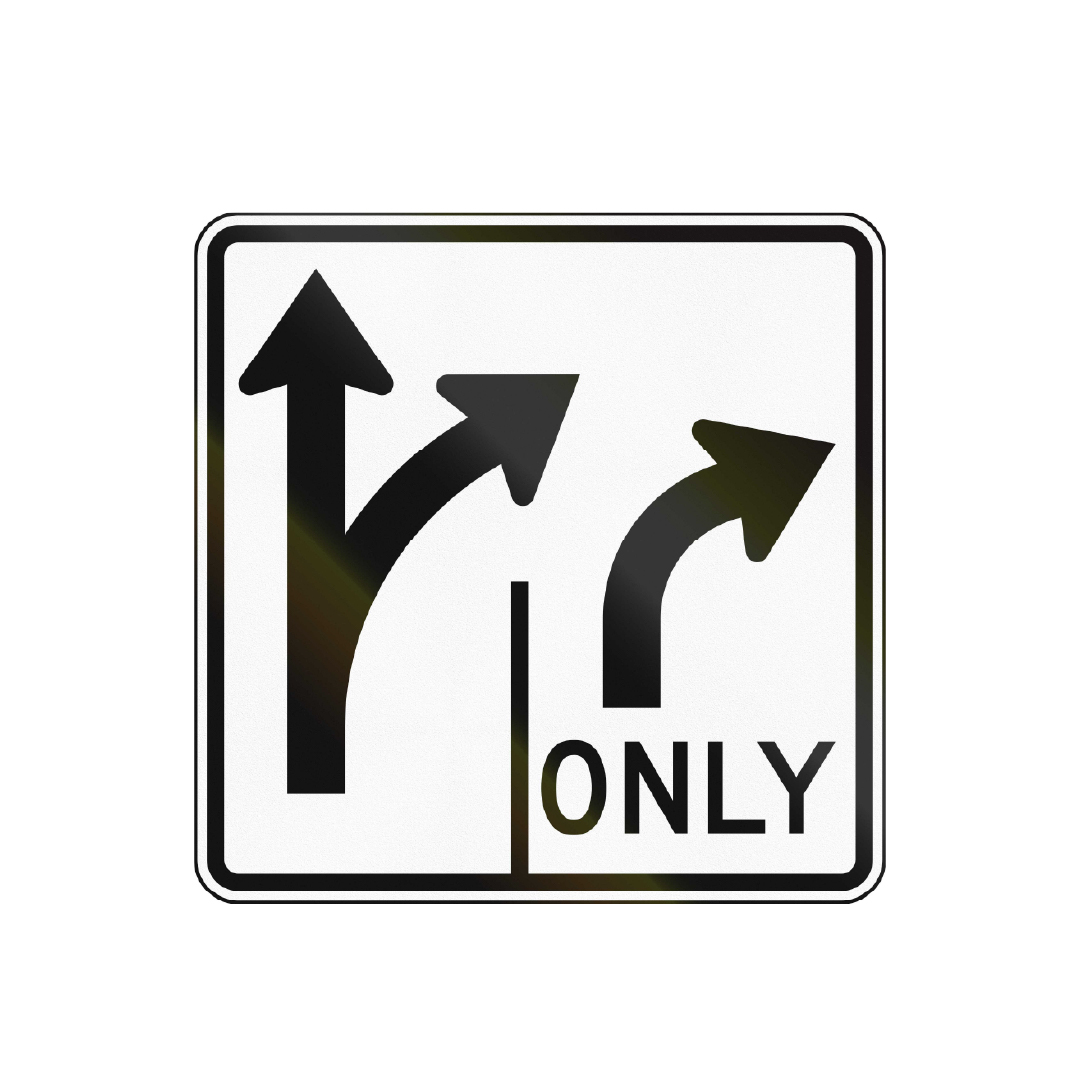 American Intersection Lane Control Road Sign