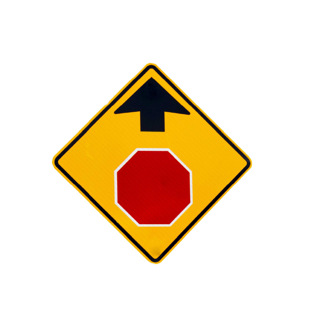 American Stop Sign Ahead Road Sign