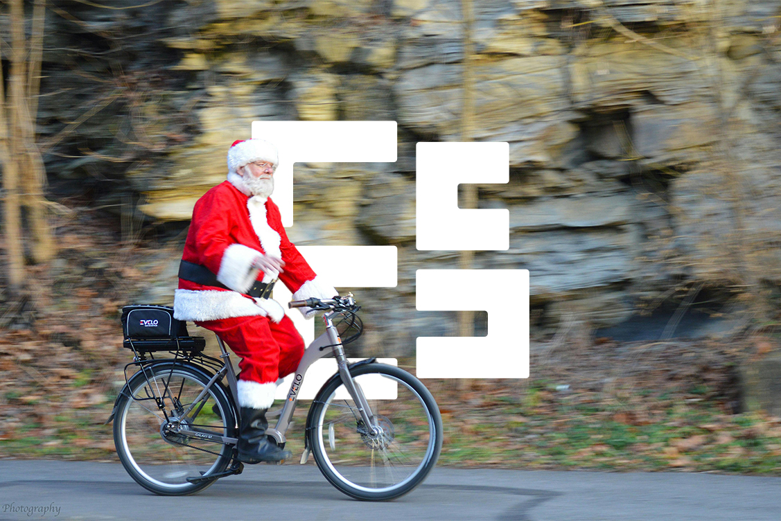 Bicycle next to Christmas tree