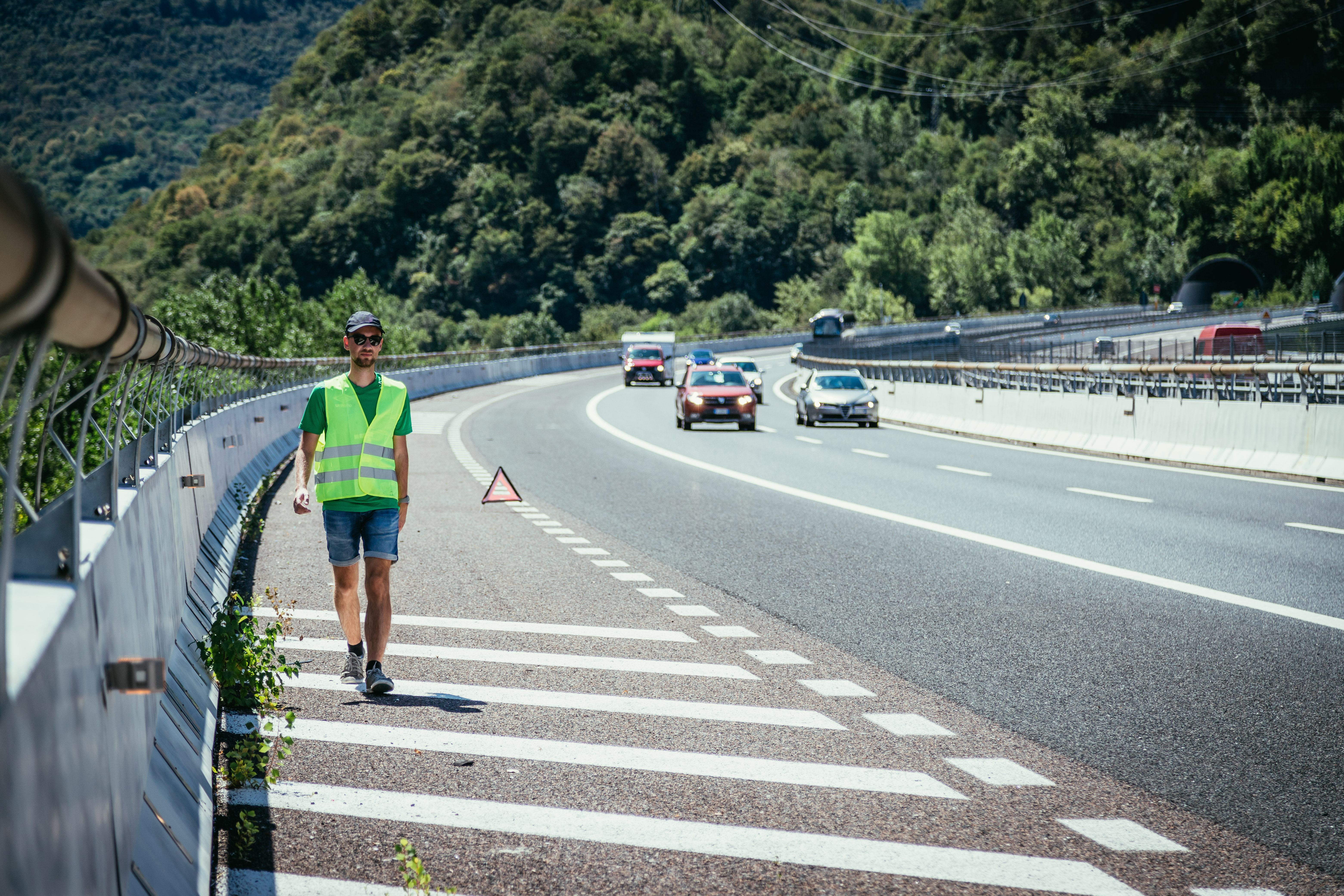 Broken down car on the side of a motorway