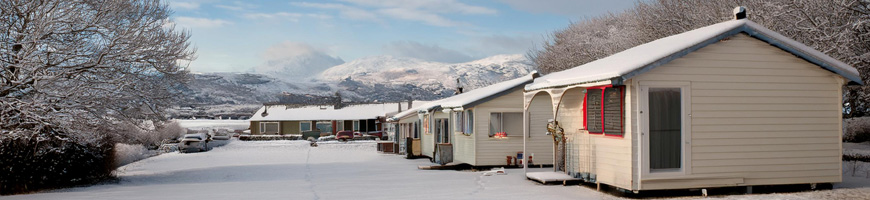 Caravan park covered in snow