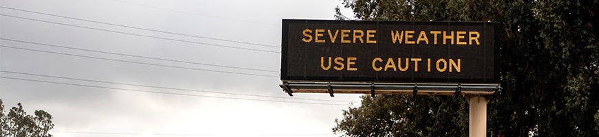 Road sign of driving in bad weather