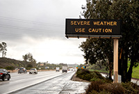 Road sign for driving in bad weather