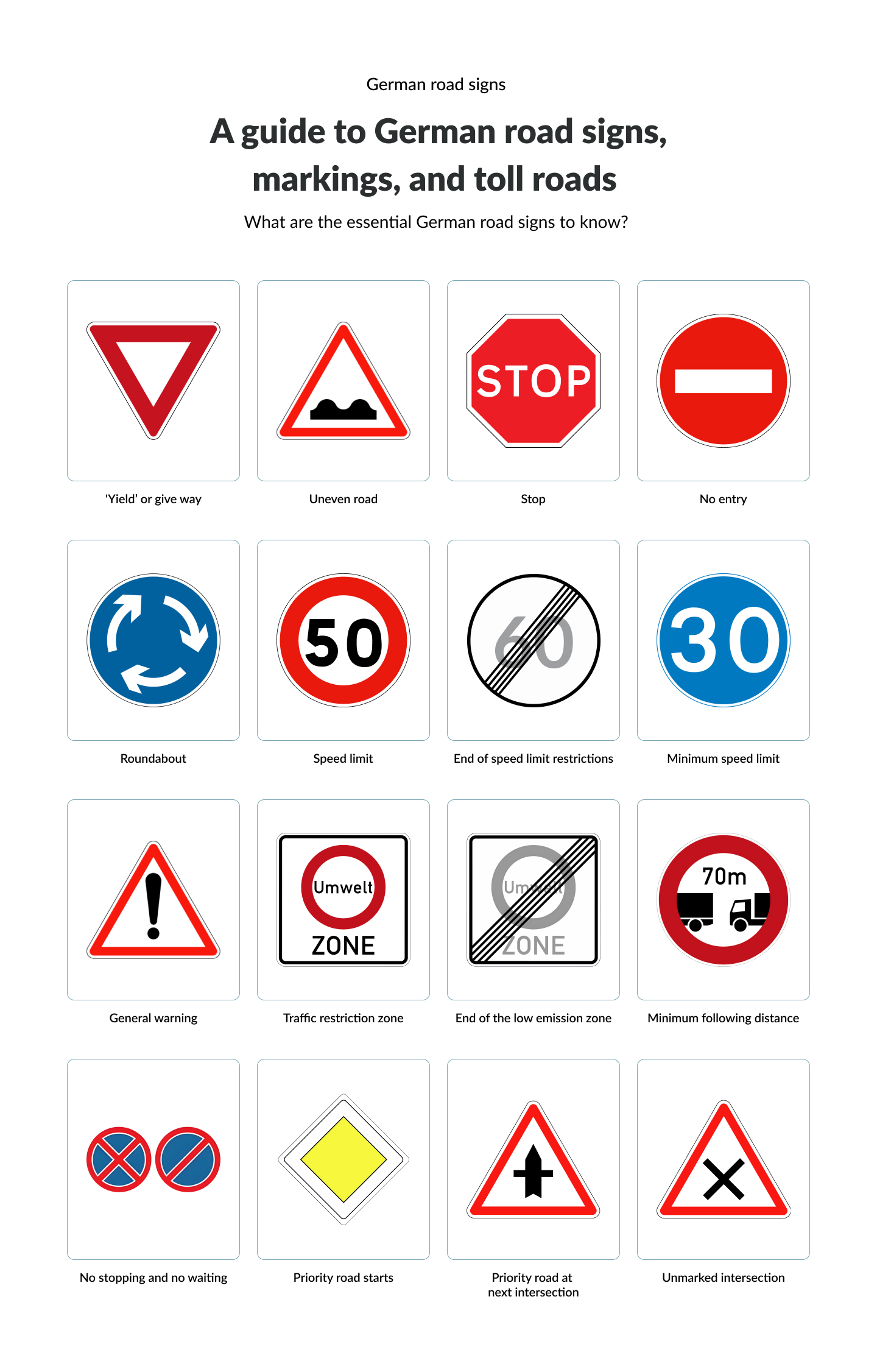 A guide to German road signs, markings, and toll roads | RME