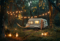 Cosy touring caravan in forest