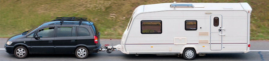 Car towing caravan